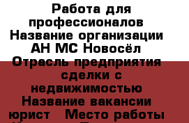 Работа для профессионалов › Название организации ­ АН МС Новосёл › Отрасль предприятия ­ сделки с недвижимостью › Название вакансии ­ юрист › Место работы ­ Кашира › Подчинение ­ руководитель офиса › Процент ­ 45 › Возраст от ­ 25 › Возраст до ­ 55 - Московская обл., Каширский р-н, Кашира г. Работа » Вакансии   